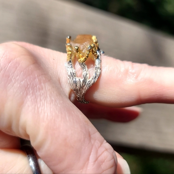 COPY - Large raw natural Citrine solitaire sterling ring sz 7 - Picture 5 of 11